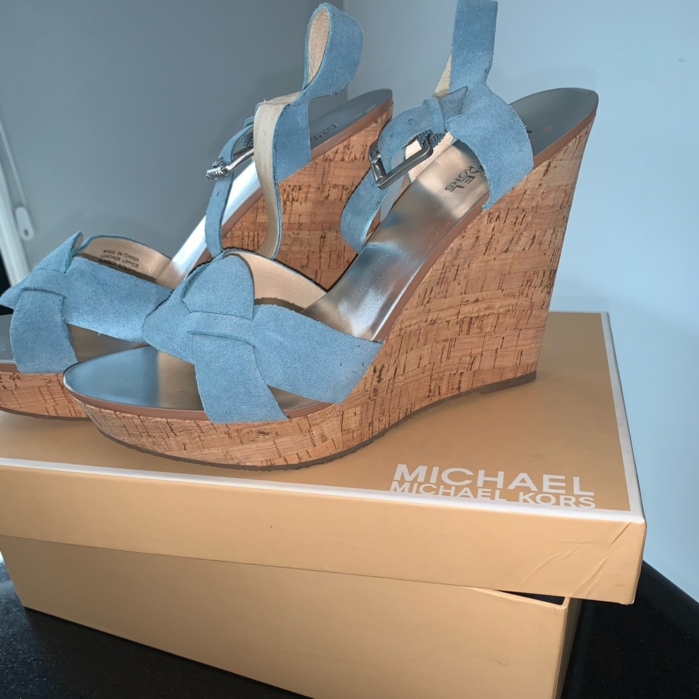 Michael Kors wedges blue suede